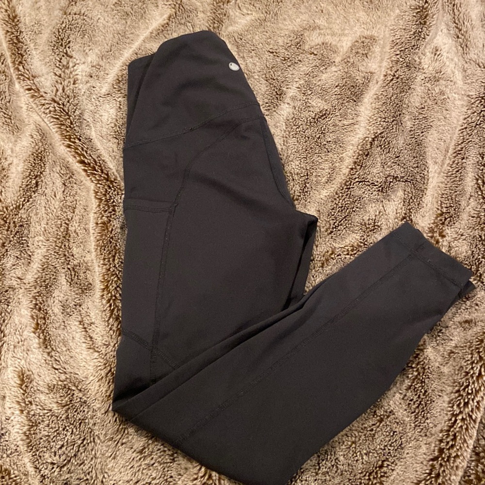 Yogalicious Lux Leggings High Rise Side Pockets Cropped Olive Green XS